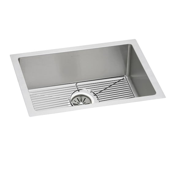 Crosstown 16 Gauge Stainless Steel 23-1/2 X 18-1/4 X 8 Single Bowl Undermount Sink Kit